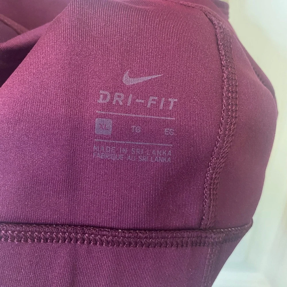 Nike Womens Dri-FIT Sports Bra XL Burgundy Maroon Neon Pink Logo Racerback